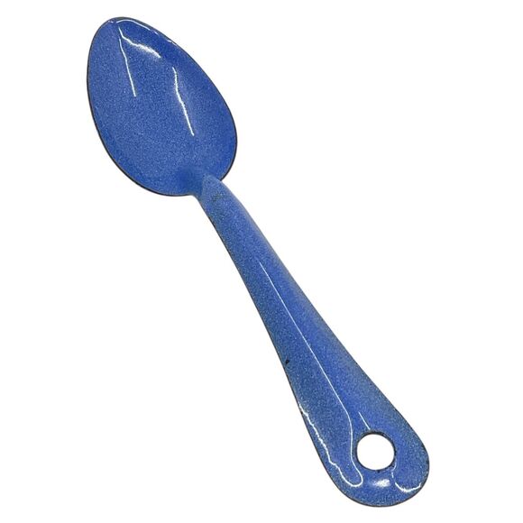 Vintage Robins Egg Blue Graniteware Spoon Kitchen Serving Farmhouse Country - Picture 6 of 7